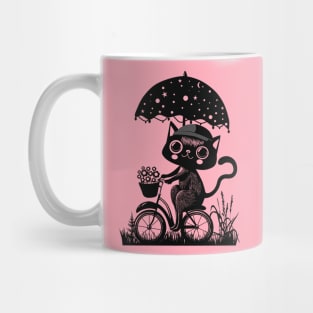 Cute Cottagecore Aesthetic Cat Bicycle Cat Mom Mug